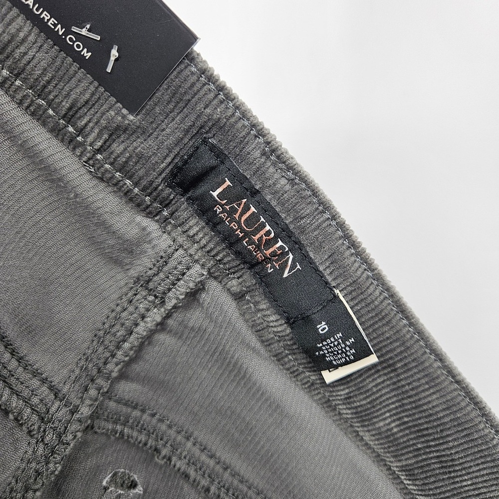 Lauren Ralph Lauren Pants Womens 10 Gray Corduroy Casual Mid Rise Straight Leg - Picture 8 of 13